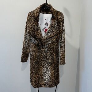 SARA BERNAN FAUX FUR LEOPARD JACKET size xs